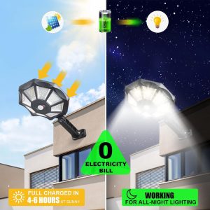 كشاف شمسي ذكي 3 أوضاع إضاءة - مقاوم للماء IP68 مع ريموت كنترول