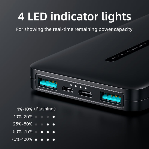 باور بانك سريع الشحن 10000mAh – تصميم معدني عملي وفعال